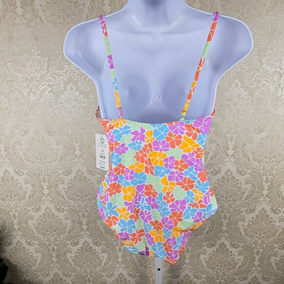 No Boundaries Size Med (7-9) Floral Print One Piece Cutout Front Adj Straps NWT - Picture 5 of 14